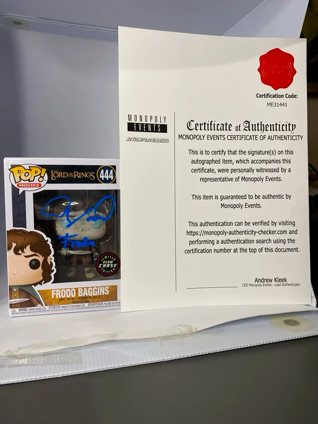 Funko Frodo #444 - ESDLA fimado Elijah Wood COA
