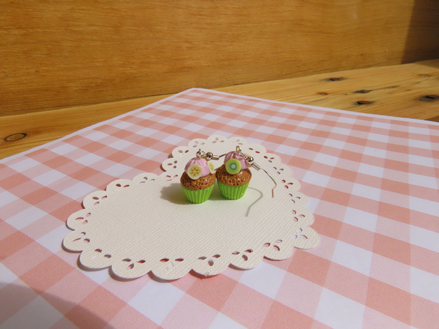 🧁Boucles d'oreilles - Cupcakes bananes citron 