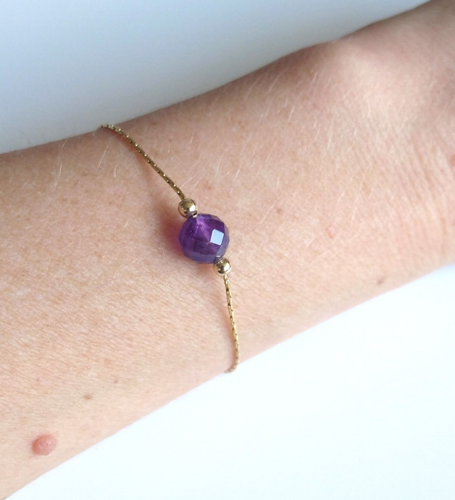 Unique - Bracelet perle solitaire améthyste