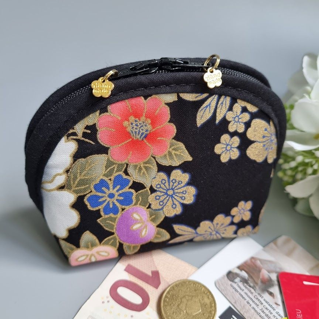 Porte-monnaie arrondi "Kanako noir"