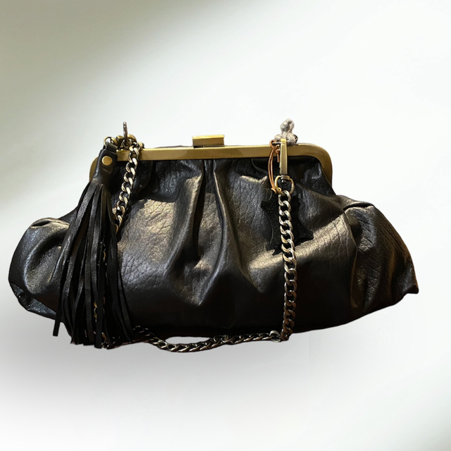 Black soft leather clutch 