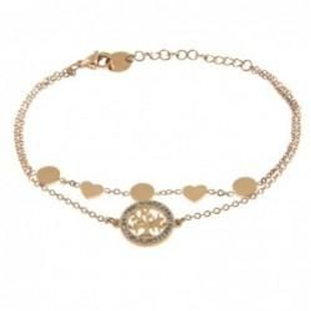 Bracciale donna in acciaio rosato con albero della vita