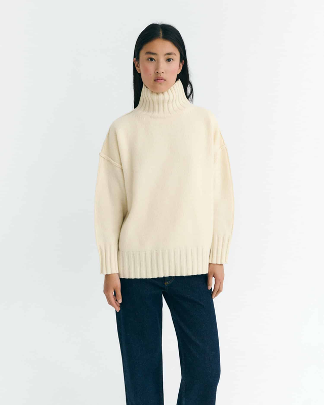 THINKING MU ECRU IMOGEN KNITTED SWEATER