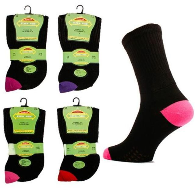 Ladies Extra Wide Plain White Non Elastic Diabetic Socks