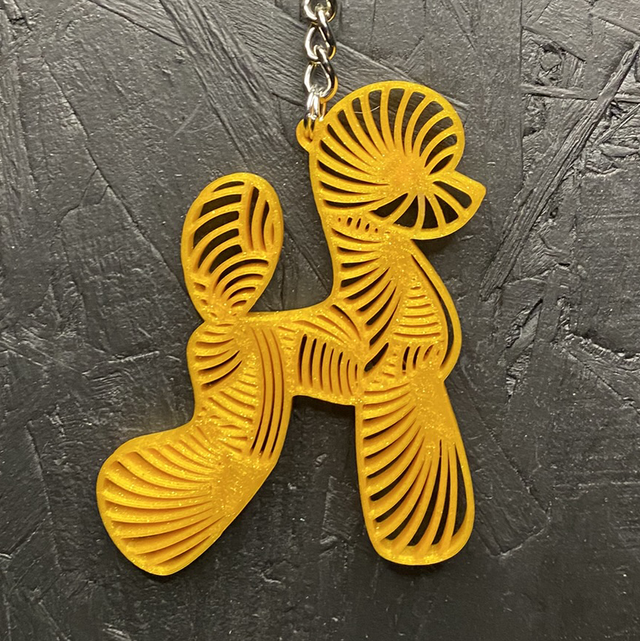 3D - Keychain Poodle Asian Gold Sparkle