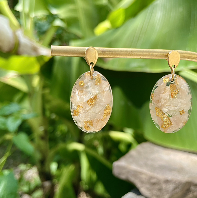 Boucles Liz - blanches et or 