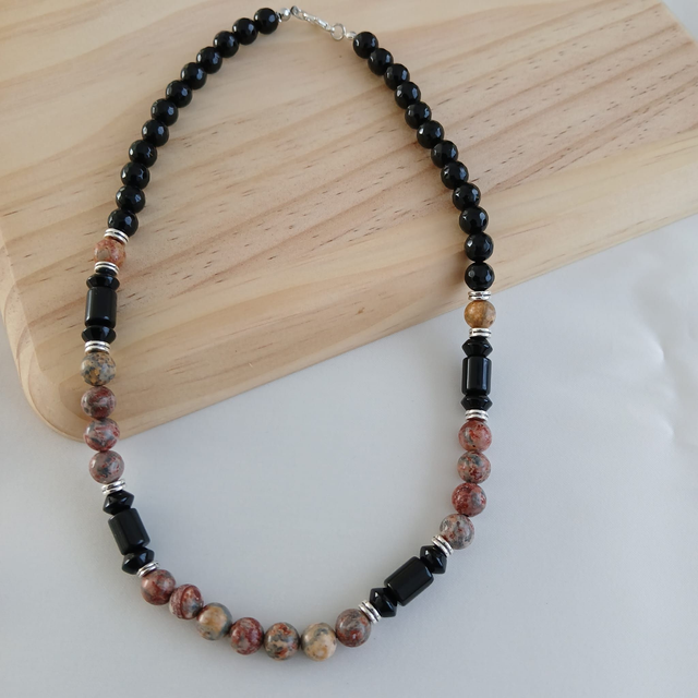 Heren ketting Luipaard Jaspis en Onyx (2.017)