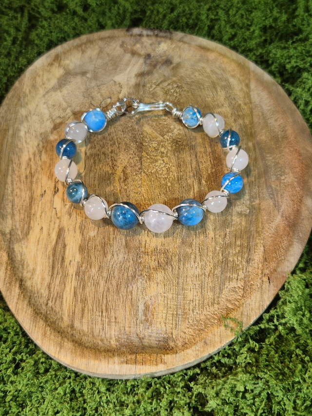 Harmonie des Ondes – Apatite & Quartz Rose – Collection Tissage Sacré