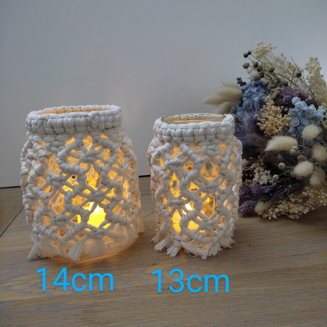 Grand photophore / vase en macramé