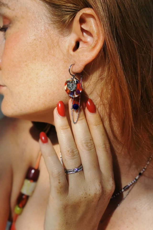 Boucles d'oreilles Asymétriques Multicolores