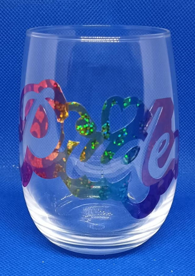 Custom Design Vinyl Rainbow Leopard Print Pride 13oz Glass.