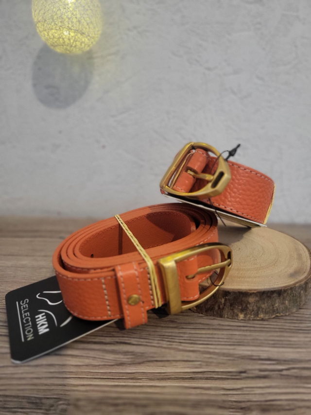 Ceinture HKM Sélection orange – 85 cm (neuve)