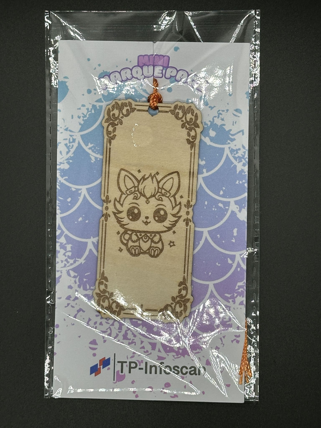 Mini Marque-page en Bois Gravé - Design Kawaii