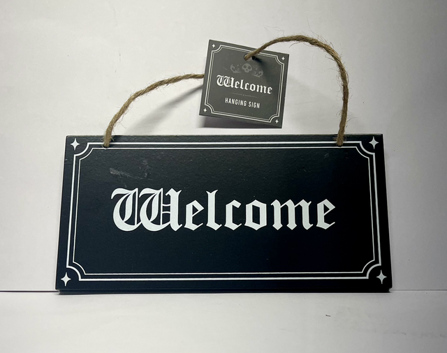Gothic Wooden Welcome Hanging Sign 
