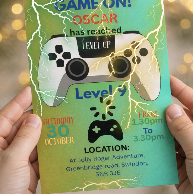 Gaming birthday invitation card