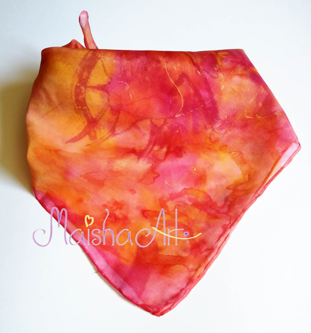 Unikatna, Ročno poslikana Svilena Ruta, Svetloba Angela