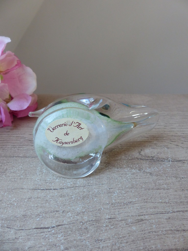 Sculpture Canard en Verre Soufflé, Canard Presse Papier en Verre, Décoration de Bureau, Figurine Canard Verrerie d'Art Kaysersberg en Alsace