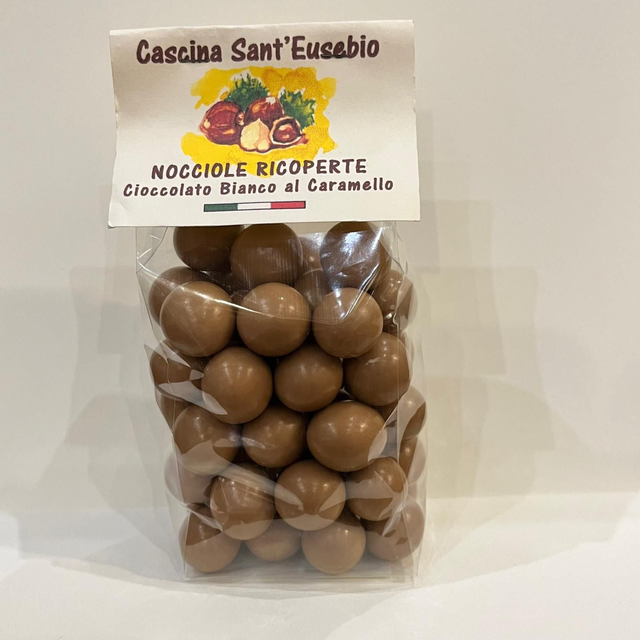 Nocciole Ricoperte Cioccolato Bianco al Caramello