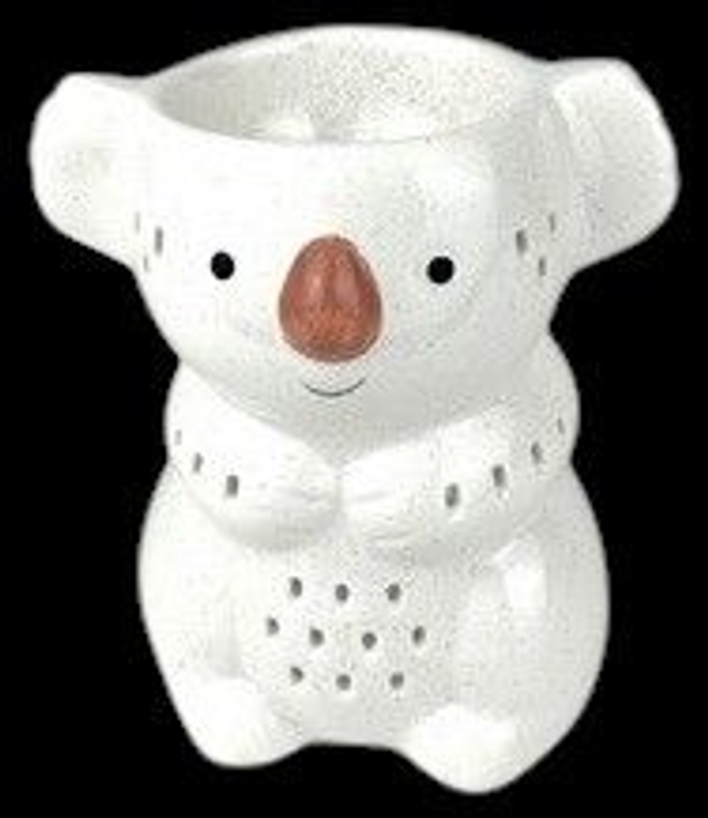 Brûle-parfum en céramique blanche en forme de koala.