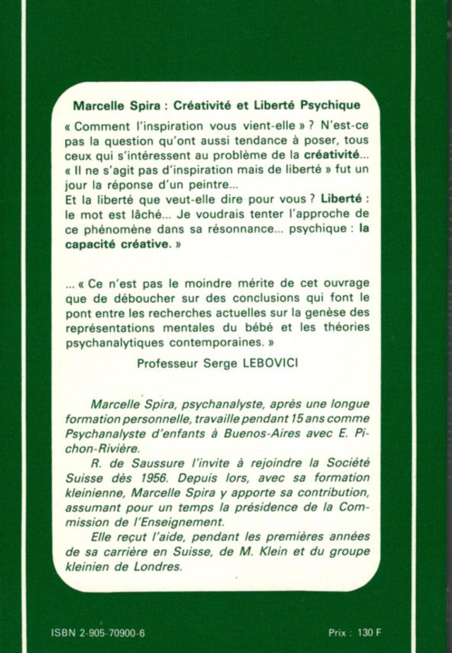 Créativité et liberté psychique - Marcelle Spira