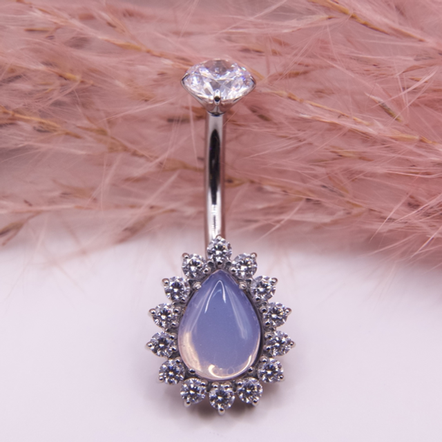 Nombril Pear Solar Pierres Naturelles - Quartz Rose 