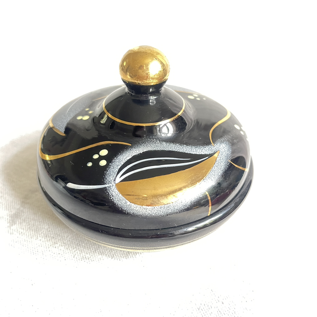 Deckeldose 50er  Schwarzglas