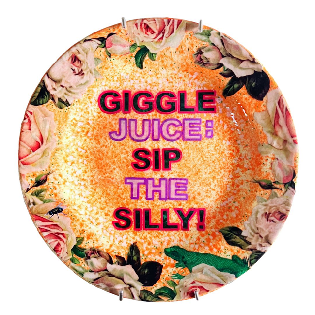 &quot;Giggle Juice: Sip The Silly!&quot; Orange Upcycled Wall Plate - House of Frisson