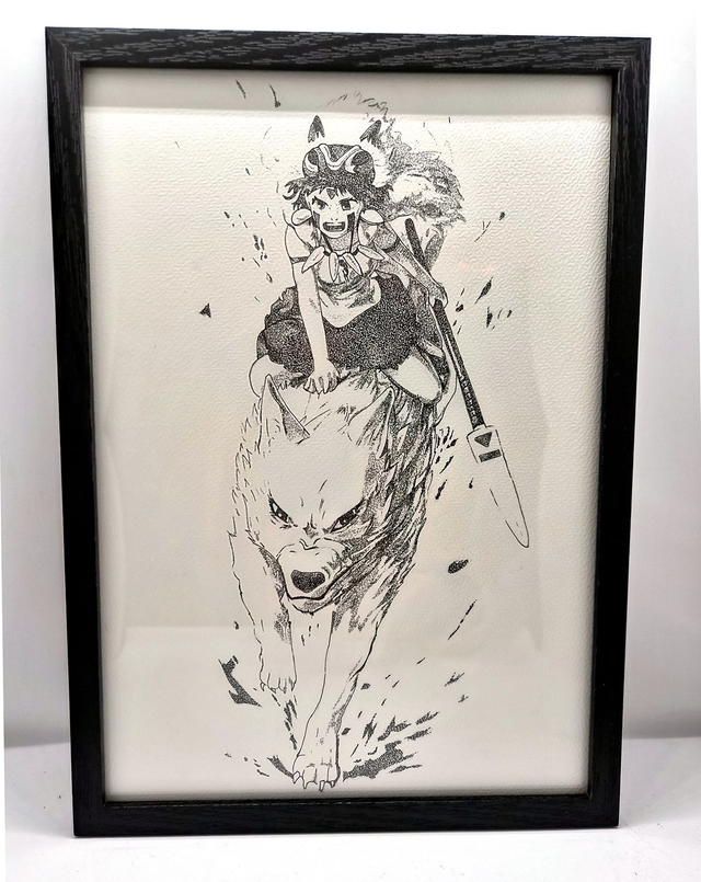 Cadre dessin - Studio Ghibli - Princesse Mononoke 