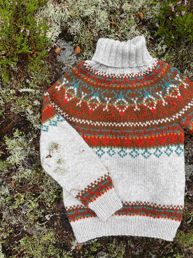 Alasuq Polar Sweater Kit - Col 11 (Brown & Rust Red) - Wool & Pattern - Linka Neumann