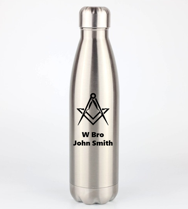 Custom Masonic Water Bottles  - Silver - 500ml 