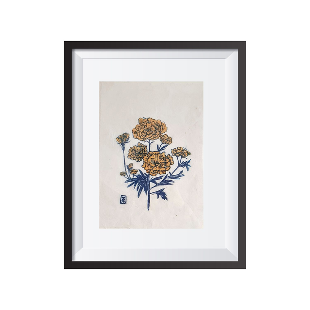 "Genda" Marigold Linocut Print