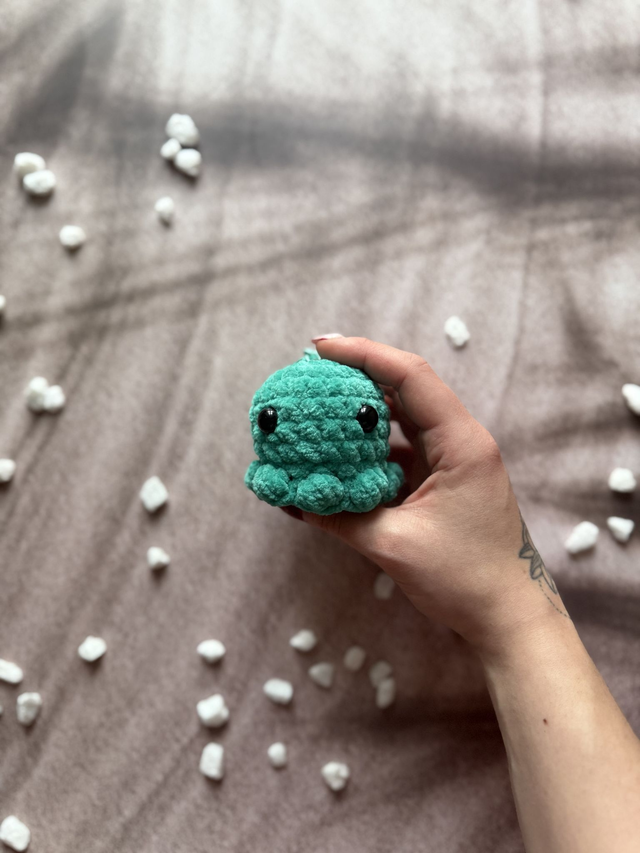 Porte-clés poulpe tout doux vert émeraude foncé 