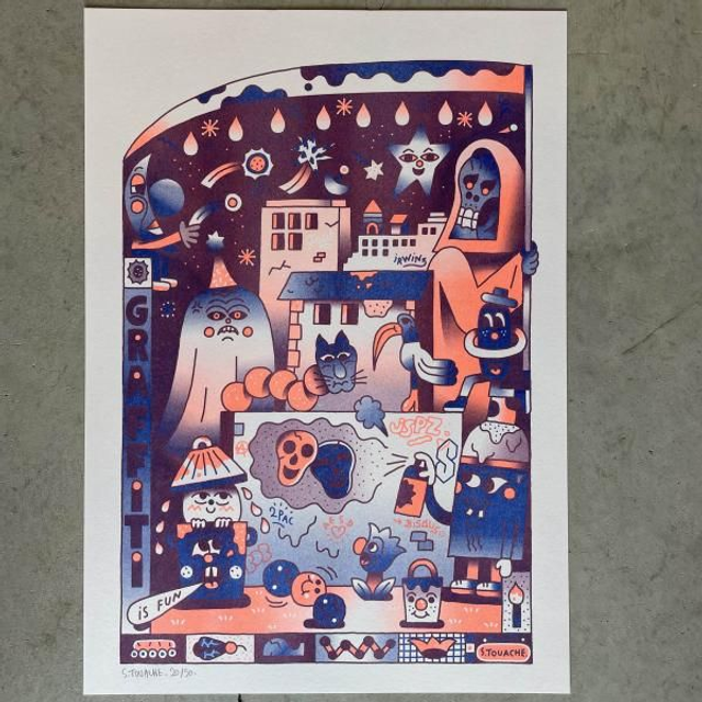 SÉBASTIEN TOUACHE - Risographie - A3 - 50ex - Signé