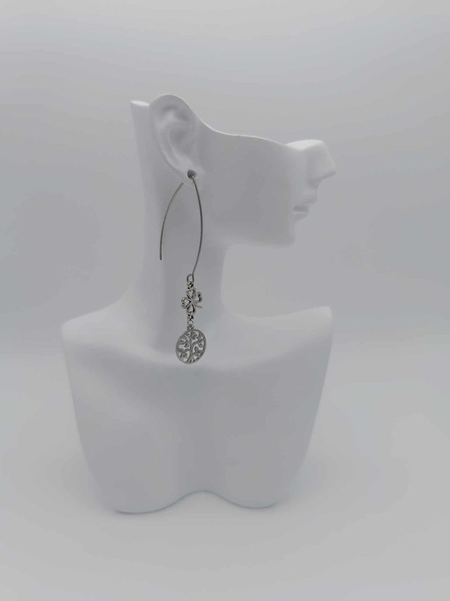 Boucles d&#039;oreilles en métal Trèfle et arbre de vie