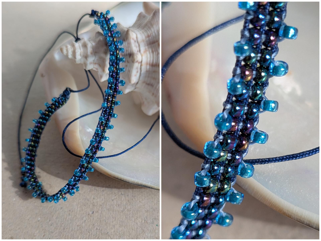 "Bleu" 💙bracelet tissé main en perles de verre miyuki réglable,résistant, pièce unique 