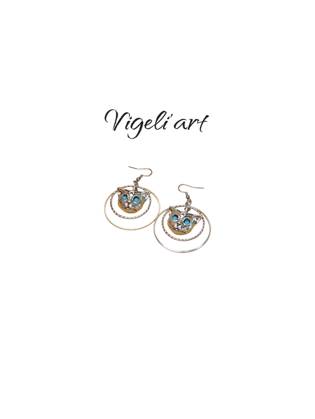 boucles d&#039;oreilles créoles chat égyptien 