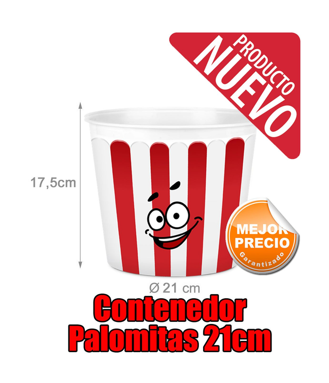 Contenedor-Palomitas 17,5 Alto X21 cm rojo y blan