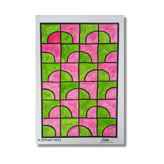 Numéro 3, Duo vert et rose, Série Mes tissages