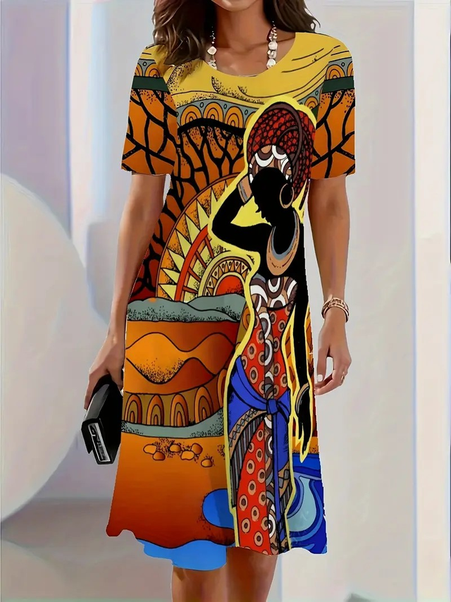 Women's Vibrant African Tribal Print Mini Dress