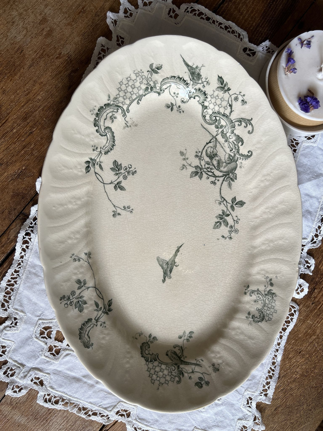 LAUZUN - Grand plat ovale modèle Lauzun signé Gien - Terre de Fer