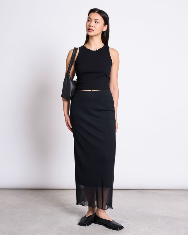 JAN 'N JUNE MESH MAXI SKIRT SMUK BLACK