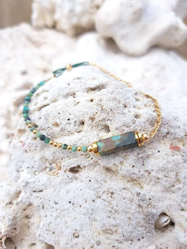 TISEKA turquoise africaine - gold filled - bracelet 