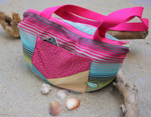 Sac à main en toile basque à rayures colorées