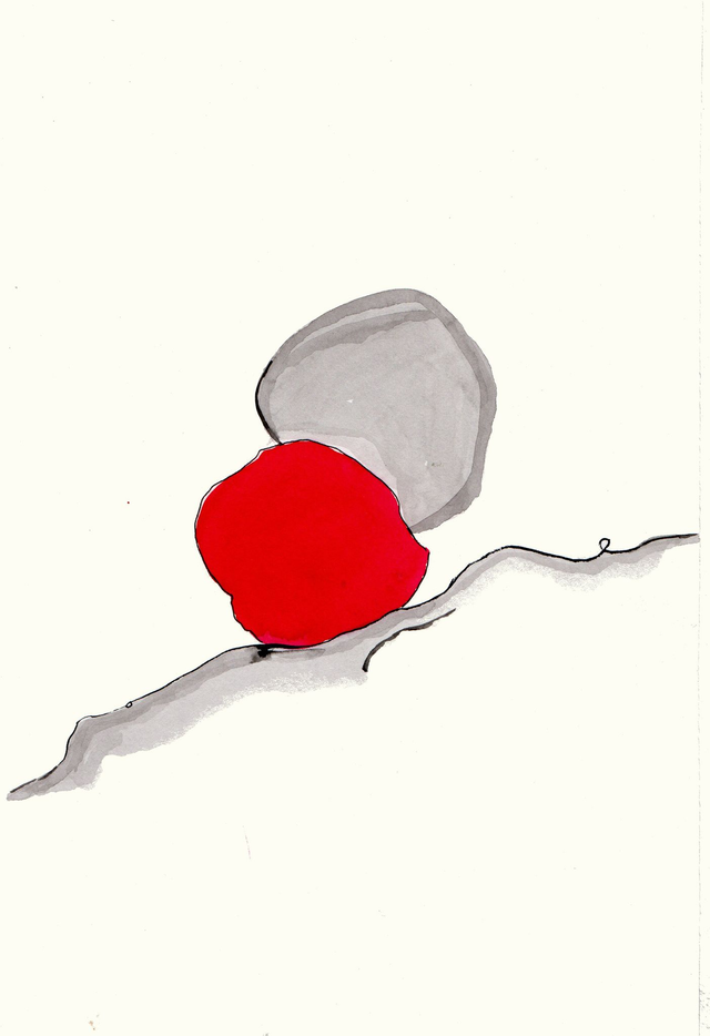 Encre originale et unique pour le livre « Les comptines du week-end ». Titre : Ecrire c'est surfer sur le fil d'un nuage