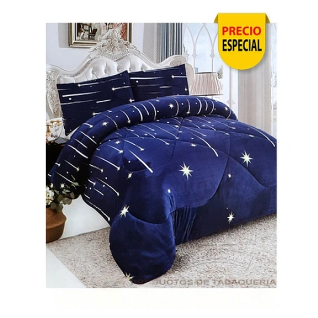 Plumón Sherpa 2 Plazas Azul y Estrellas