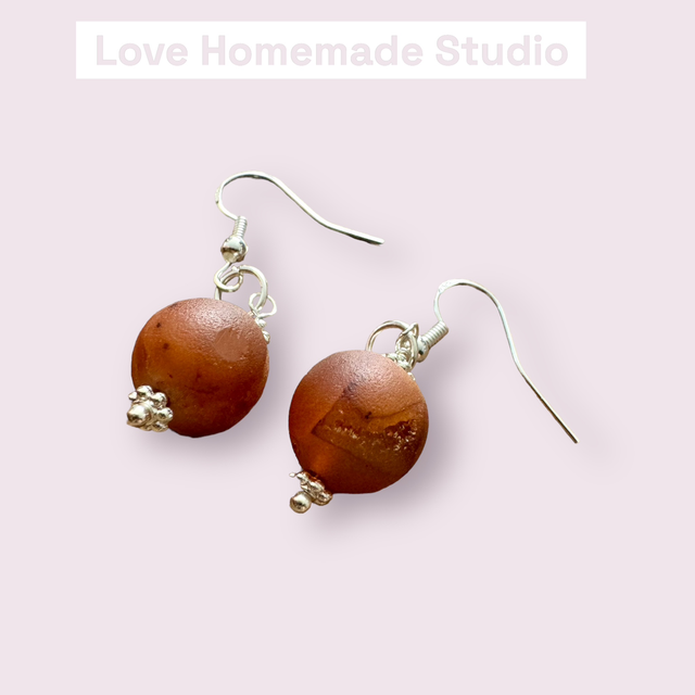 Druzy Orange Agate Earrings