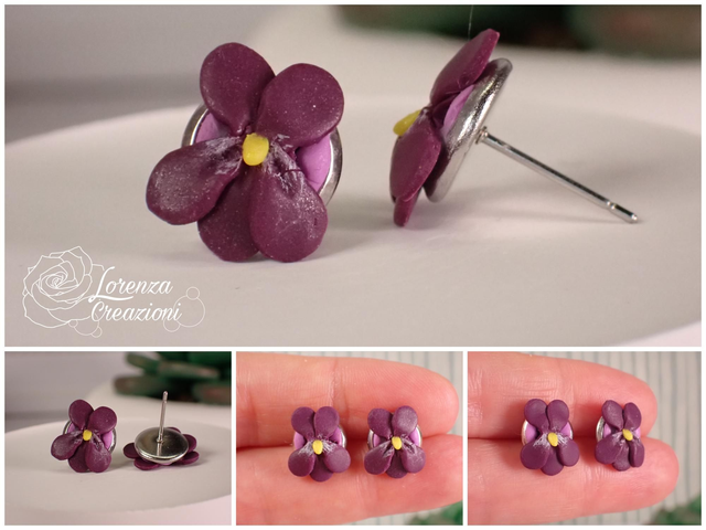 Orecchini a lobo violette versione scura taglia L