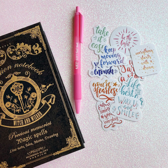 Stickers textes positifs modèle 1 - Lot de 10