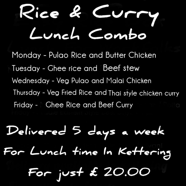 Q. Rice & Curry Lunch Combo 5 for £20