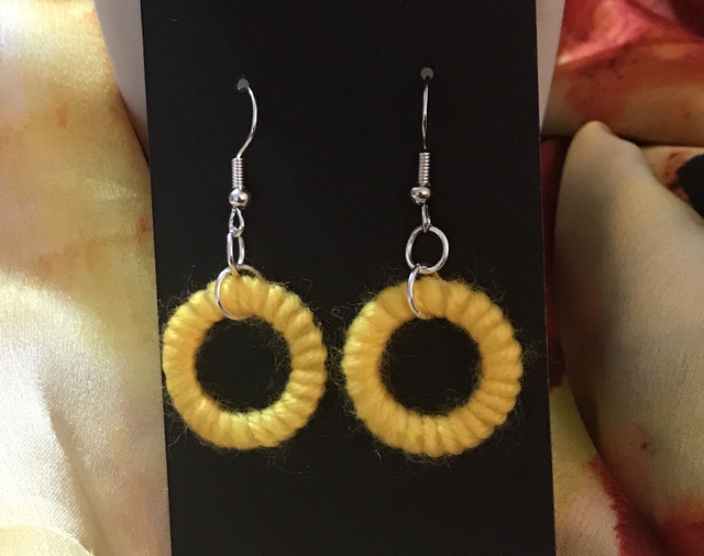 Yellow Plain Knitted Dangling Earrings - PCOD21